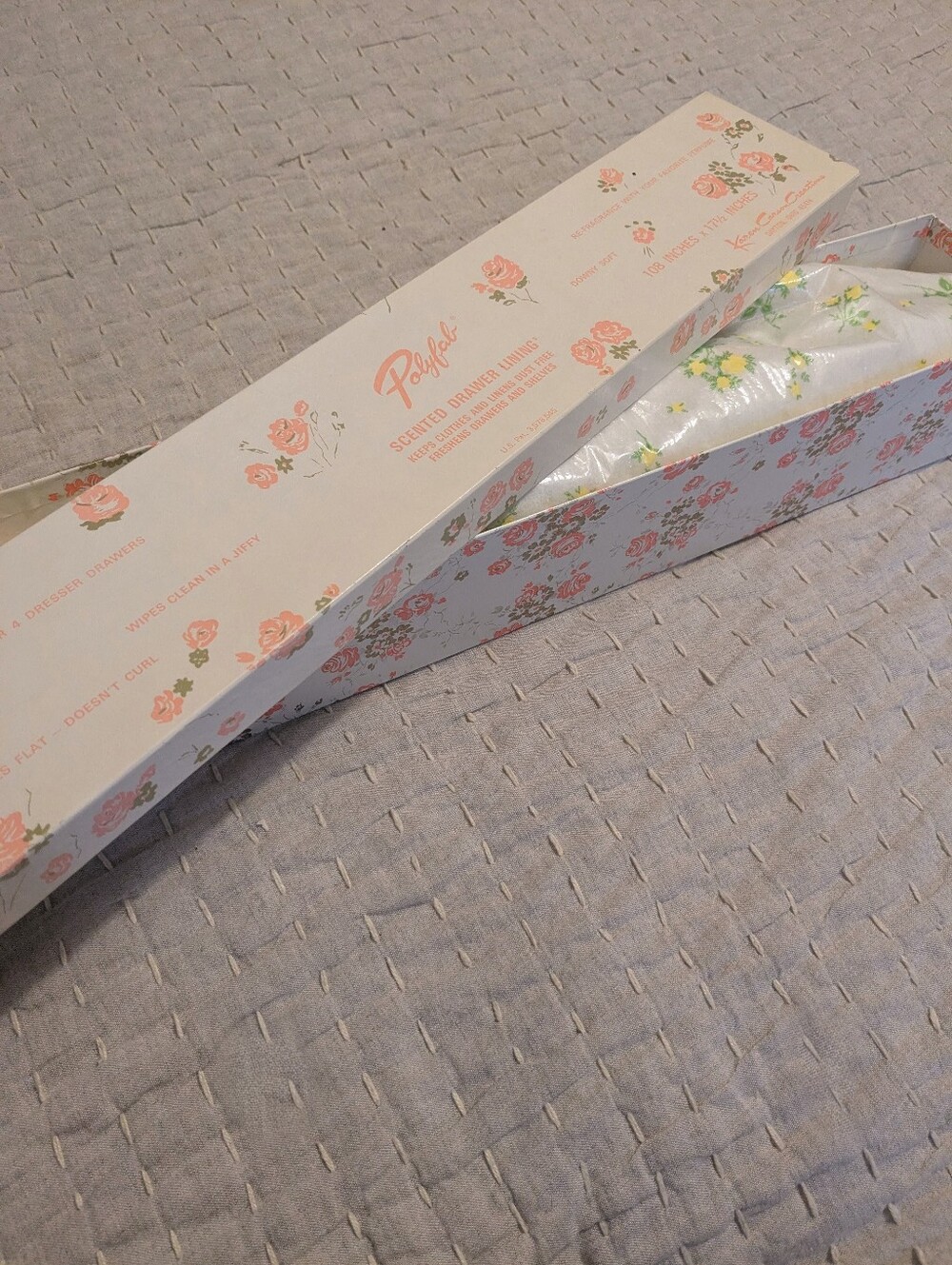 Vintage Karen Carson Polyfab Scented Padded Drawer Liner  Yellow Roses